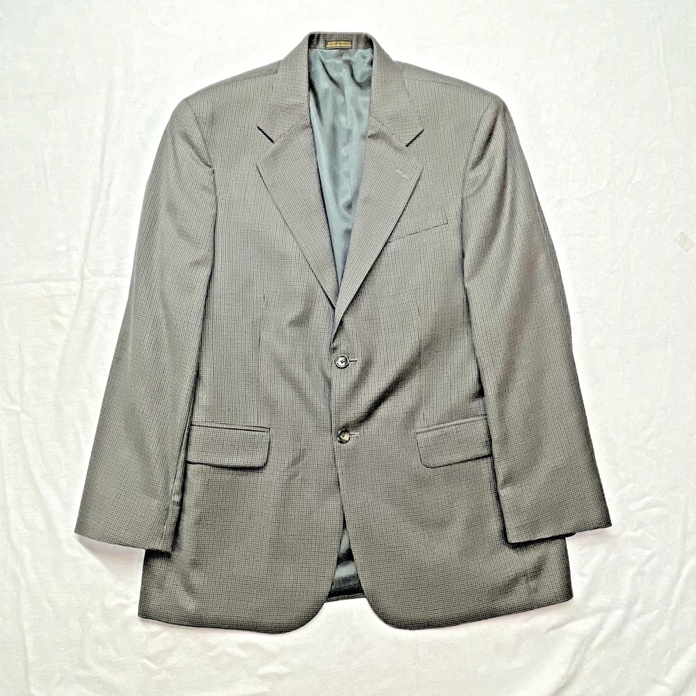 Stafford Blazer Men's 42R Houndstooth Wool Two Button Single Vented Sport Coat